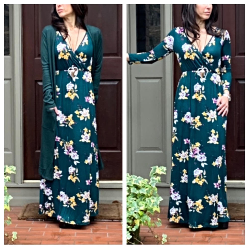 Floral faux wrap maxi dress